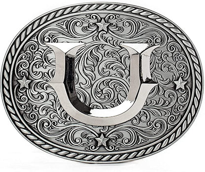 Western Cowboy/Cowgirl Initial Belt Buckle - Large, Letter Buckles for Men and Women Apparel & Accessories > Clothing Accessories > Belt Buckles Itera U  