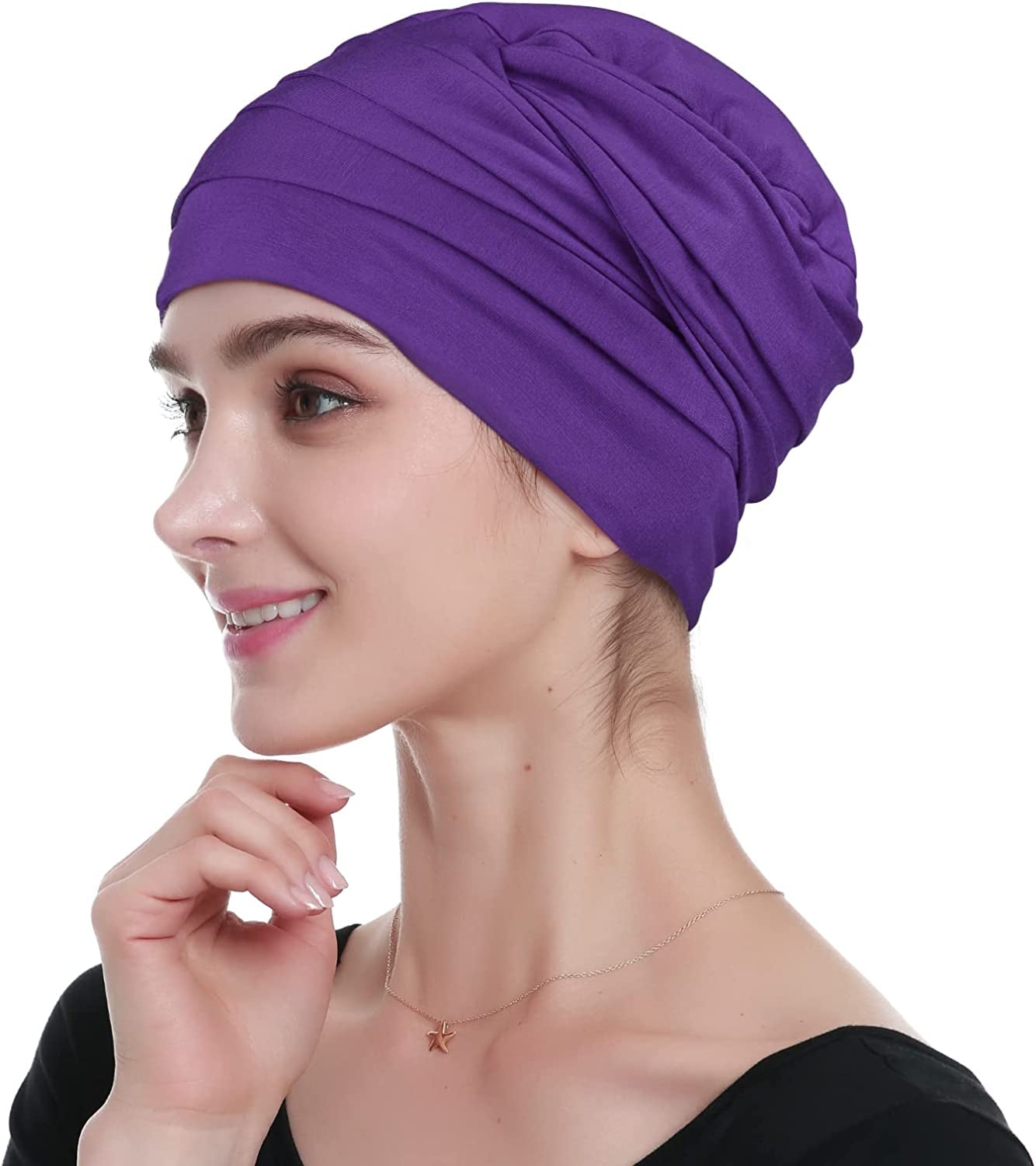 Bamboo Chemo Headwear Head Wraps for Cancer Patients – Warm, Super Comfy Apparel & Accessories > Clothing Accessories > Headwear KYLIE MAX Navy Leaf  