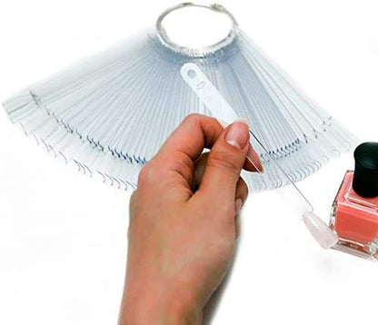 Nail Display Tips Lukytimo 100 Pcs Clear Fan-Shaped False Nail Polish Board Nail Art Tips Practice Sticks Tools with Ring Holder (Transparent) (100) Health & Beauty > Personal Care > Cosmetics > Cosmetic Tools > Nail Tools LukyTimo   
