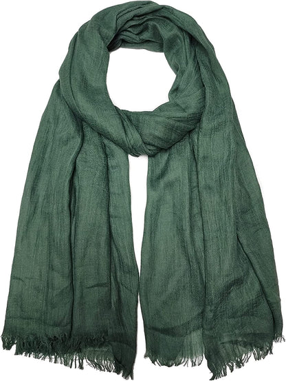Women Summer Scarfs Lightweight Large Long Gauze Shawl Linen Beach Wrap Plain 75”×43” Apparel & Accessories > Clothing Accessories > Scarves & Shawls Gragengs Green  