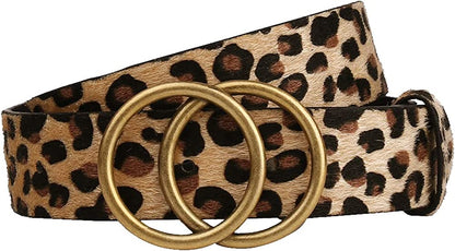 Earnda Women'S Leather Belt Fashion Soft Faux Leather Waist Belts for Jeans Dress Apparel & Accessories > Clothing Accessories > Belts Earnda Leopard Small: fits waist from 27"-30" 