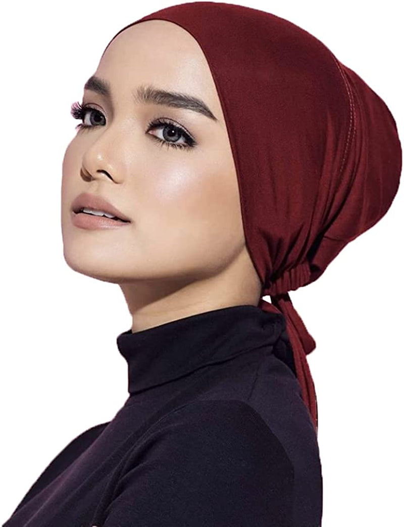 Chemo Headwear Hair Cover Inner Beanies Hat - 4 Packed Solid Bandana Skull Caps for Women Men Apparel & Accessories > Clothing Accessories > Headwear Qovelly   