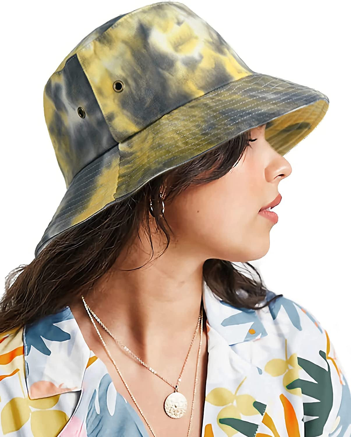 Bucket Hat for Women Men Canvas Washed Cotton Trendy Distressed Womens Summer Beach Sun Hats with Detachable Strings Apparel & Accessories > Clothing Accessories > Hats KYLIE MAX 16-black Yellow Medium 