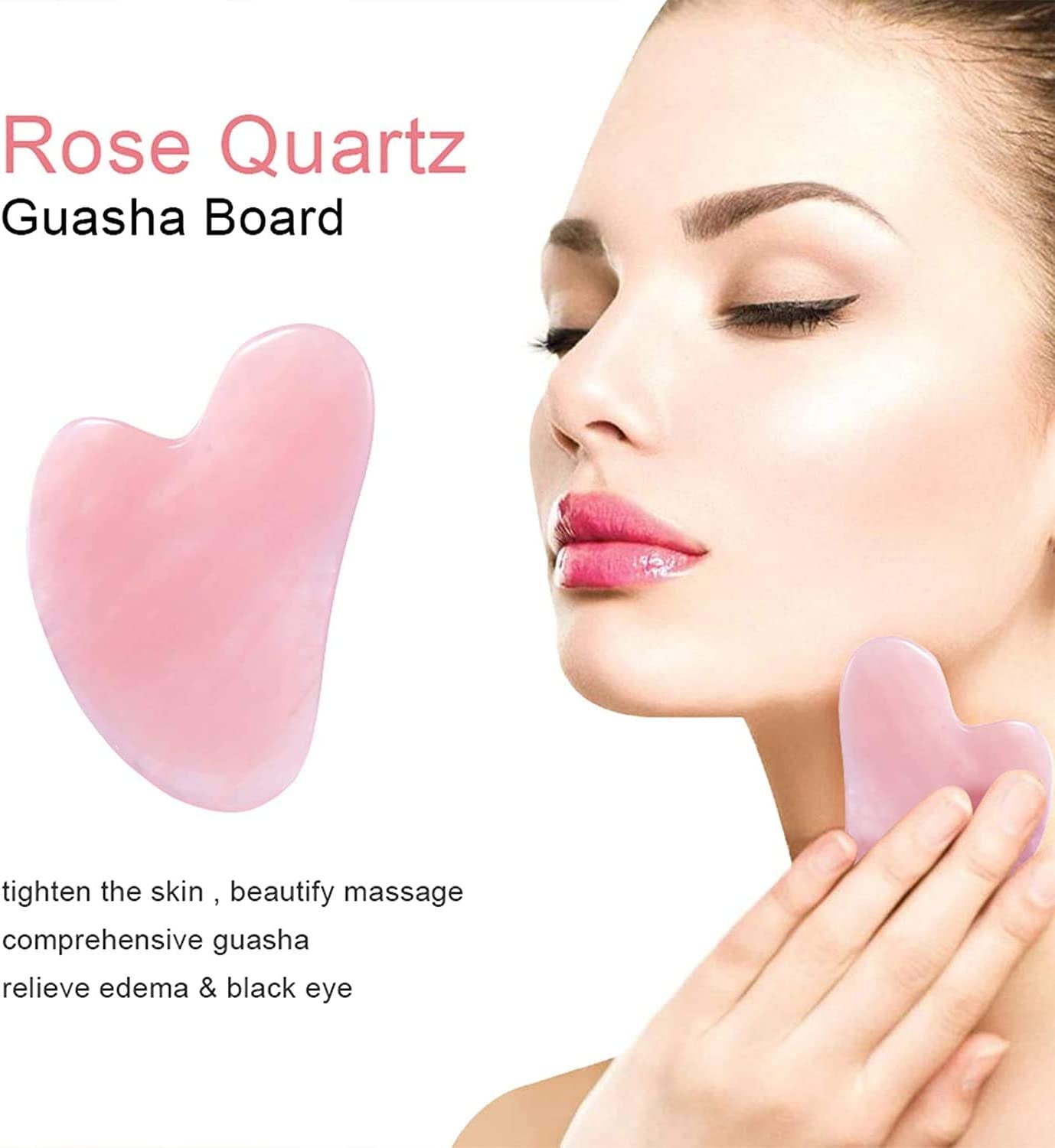 Jade Gua Sha Facial Tools- Women'S Facial Beauty Tools Natural Jade Stone Pink Scraping Board for Physical Therapy and SPA Acupuncture Therapy Used for Face, Eyes, Neck and All Parts of the Body Health & Beauty > Personal Care > Cosmetics > Cosmetic Tools > Skin Care Tools Hanzim   