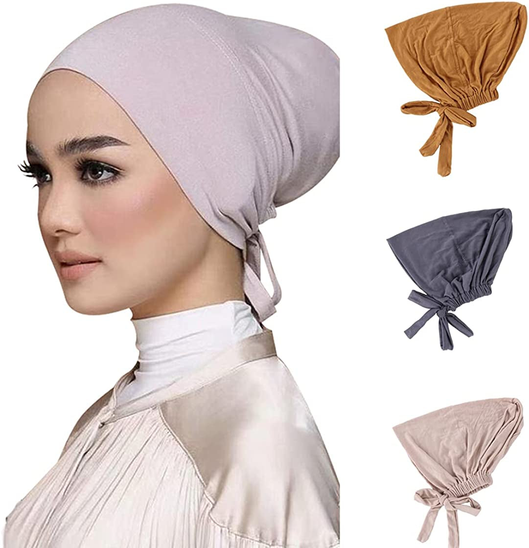 Chemo Headwear Hair Cover Inner Beanies Hat - 4 Packed Solid Bandana Skull Caps for Women Men Apparel & Accessories > Clothing Accessories > Headwear Qovelly Tc070-a2  