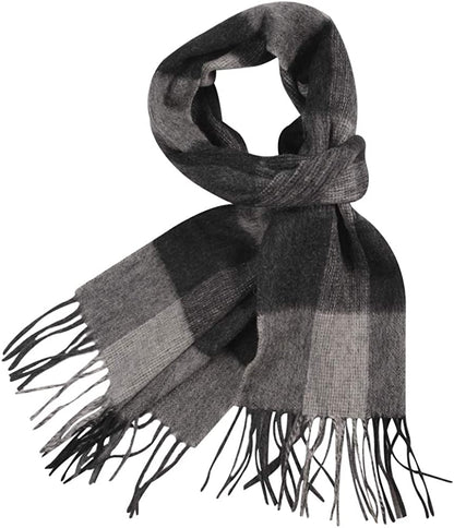 WAMSOFT 100% Pure Wool Scarf, Thick Long Plaid Scarf Winter Tartan Scarves for Men Women… Apparel & Accessories > Clothing Accessories > Scarves & Shawls WAMSOFT Black&grey Plaid  
