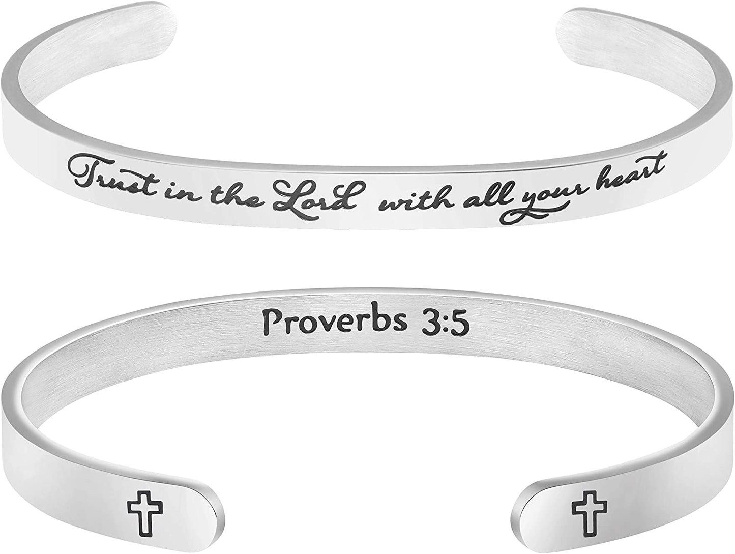 Christian Bracelets for Women Inspirational Gifts Bible Verse Religious Faith Jewelry Cuff Bracelet Mothers Day Christmas Birthday Jewelry for Her Mother Daughter Apparel & Accessories > Jewelry > Bracelets Memgift Proverbs 3:5-Trust in the Lord with all your heart  