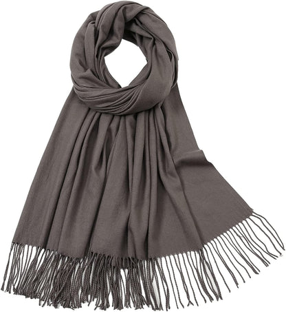 RIIQIICHY Women'S Scarf Pashmina Shawls and Wraps for Evening Dress Bridesmaid Wedding Bridal Winter Warm Long Large Scarves Apparel & Accessories > Clothing Accessories > Scarves & Shawls RIIQIICHY Gunmetal  
