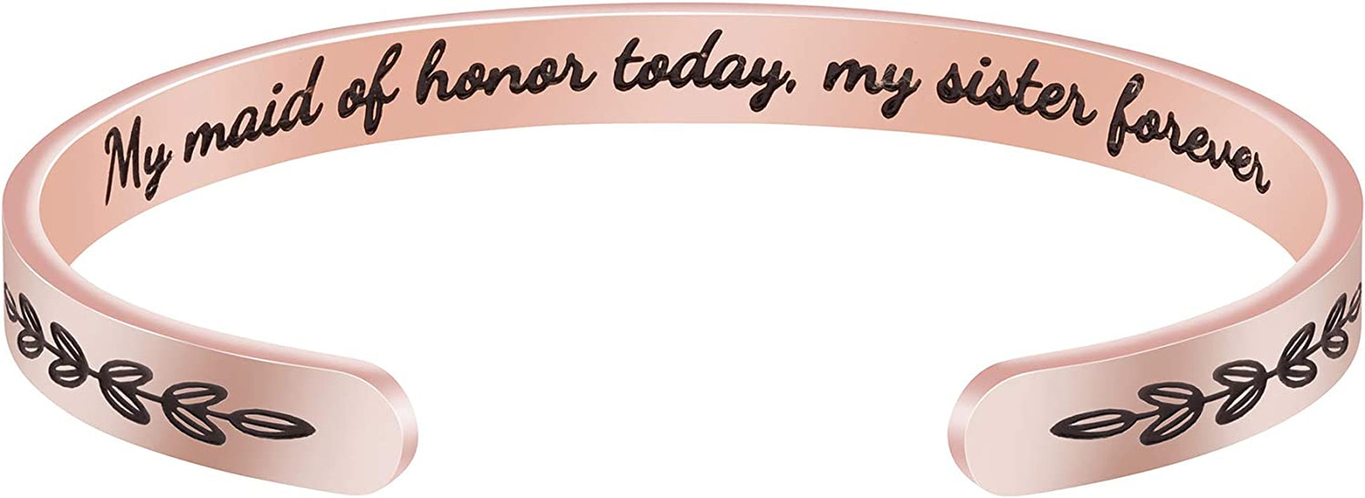 Joycuff Inspirational Bracelets for Women Motivational Gift for Her Sister Mom Daughter Friend Christmas Birthday Thanks Giving Gifts Jewelry for Women Apparel & Accessories > Jewelry > Bracelets LEIFAN JEWELRY My maid of honor my sister forever - Rose Gold  