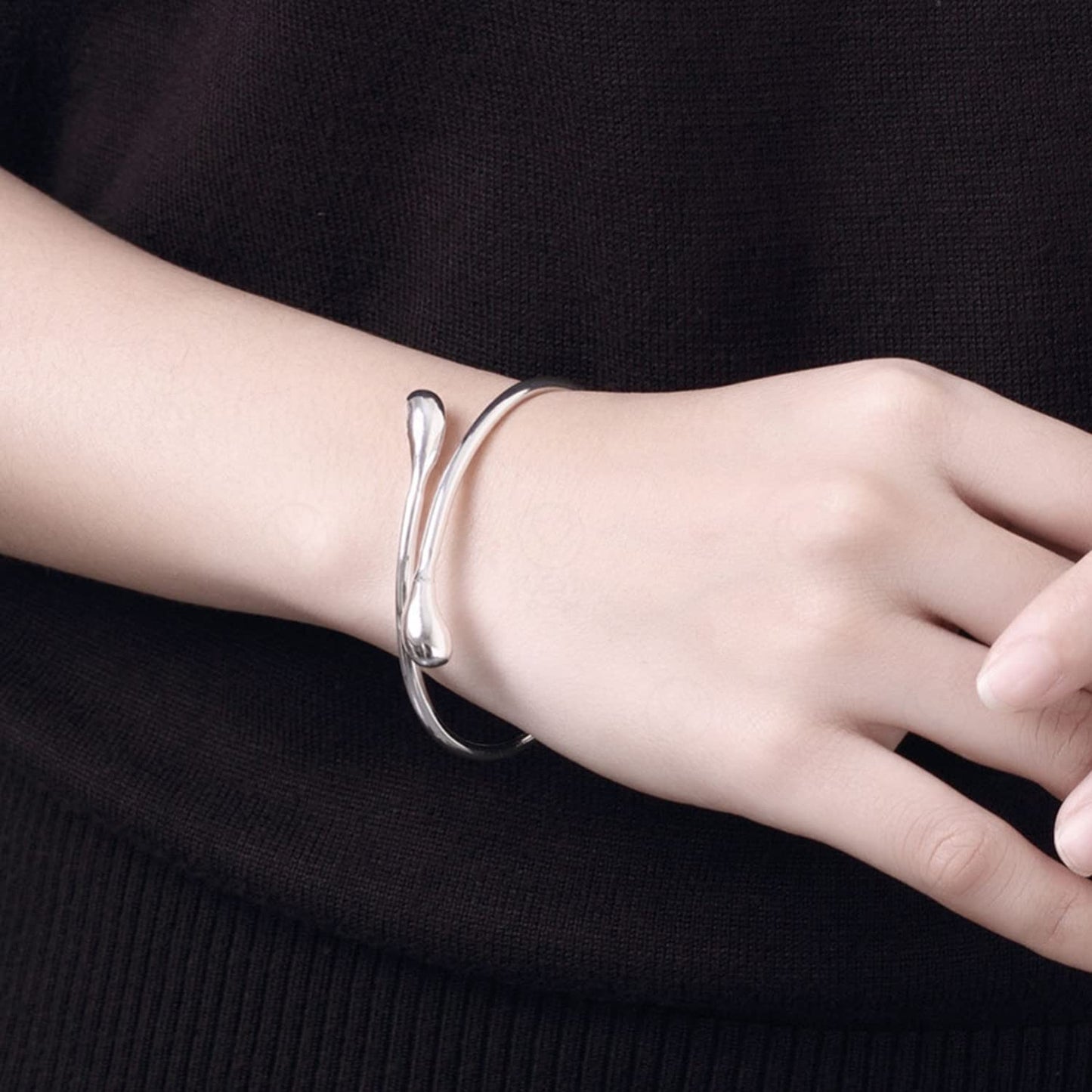 Handmade Bracelet for Women 925 Sterling Silver Open Bangle Bracelet with Gift Box (Open Bracelet) Apparel & Accessories > Jewelry > Bracelets Lvla Gan   