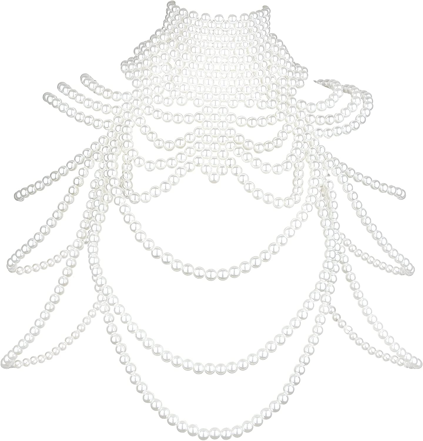 BELLULULU Women'S Pearl Body Chain Bra Sexy Bikini Body Chain-Shoulder Necklace Paris Fashion Body Chain Jewelry Show Apparel & Accessories > Jewelry > Body Jewelry BELLALULU Pearl-B  