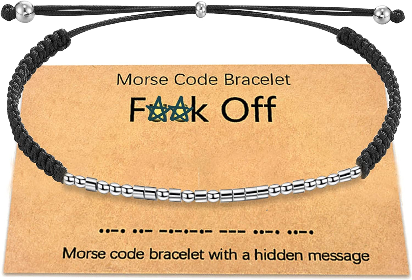 Tarsus Fuck off Morse Code Bracelets Dainty Jewelry Gifts for Women Men Best Friend Apparel & Accessories > Jewelry > Bracelets R&H Jewelry FK Off-Braided  