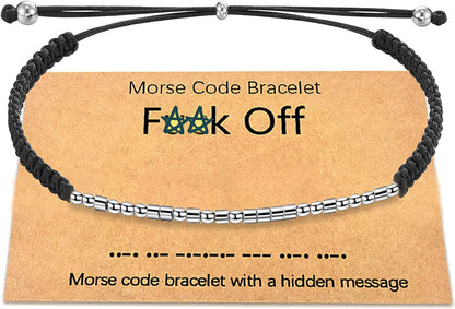 Tarsus Fuck off Morse Code Bracelets Dainty Jewelry Gifts for Women Men Best Friend Apparel & Accessories > Jewelry > Bracelets R&H Jewelry FK Off-Braided  