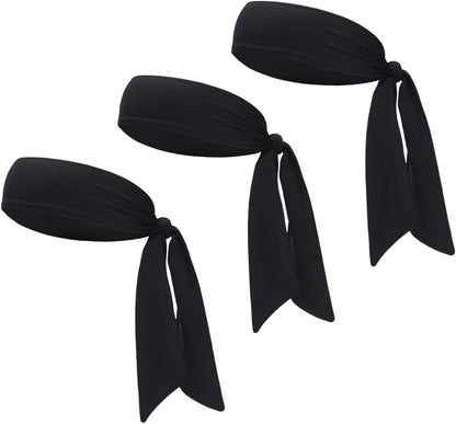 Sports Headband - Head Tie Tennis Tie Hairband - Sweatbands Headbands Wristbands Head Wrap - Ideal for Working Out,Tennis Apparel & Accessories > Clothing Accessories > Bandanas & Headties DEMIL 3pcs-all black  