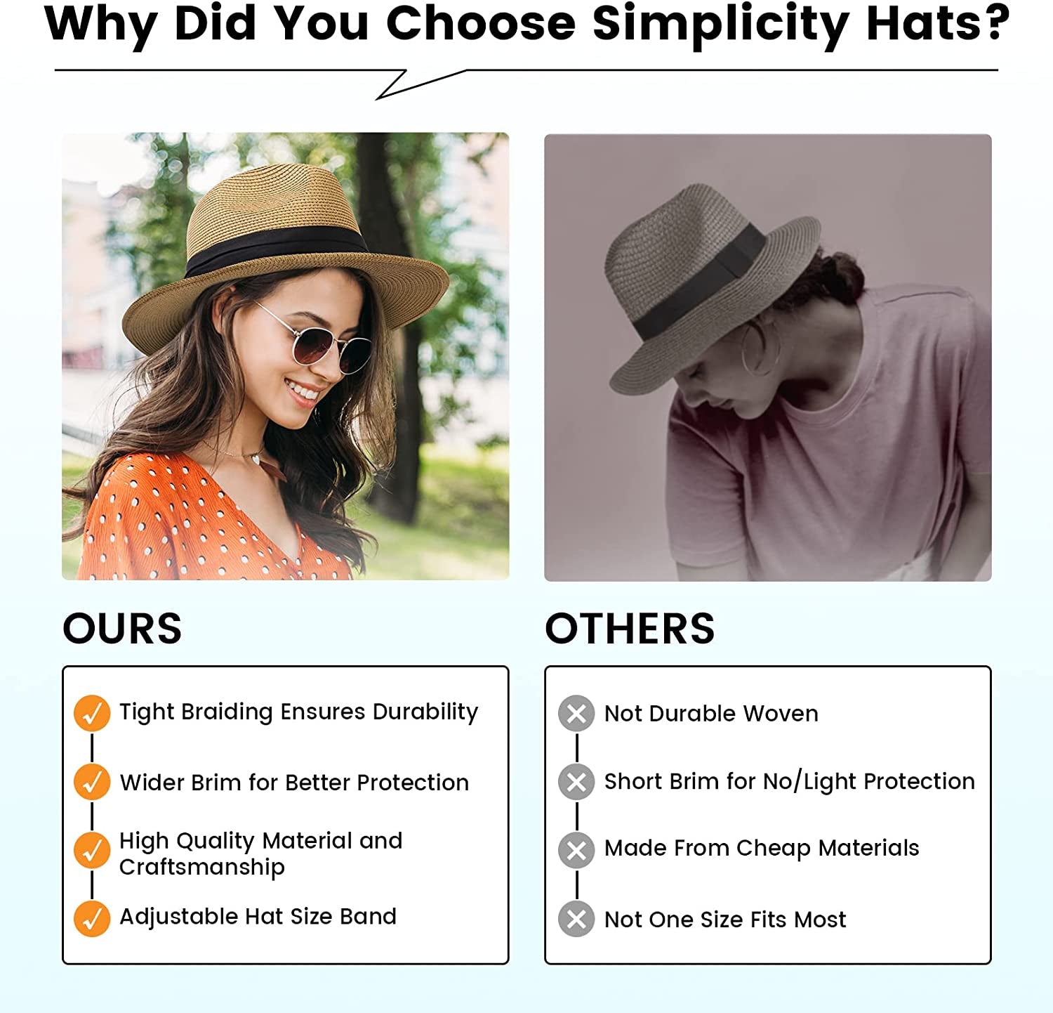 Simplicity Mens Women'S Wide Brim Straw Panama Sun Hat Apparel & Accessories > Clothing Accessories > Hats Simplicity   