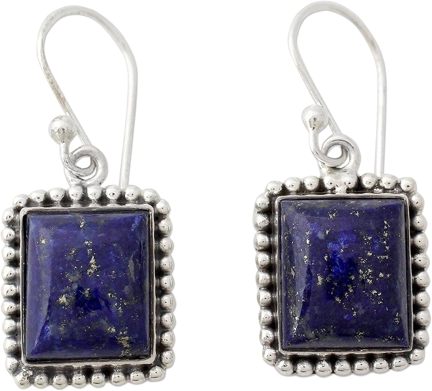 NOVICA Lapis Lazuli .925 Sterling Silver Rectangular Dangle Earrings 'Good Will Spirit' Apparel & Accessories > Jewelry > Earrings NOVICA   
