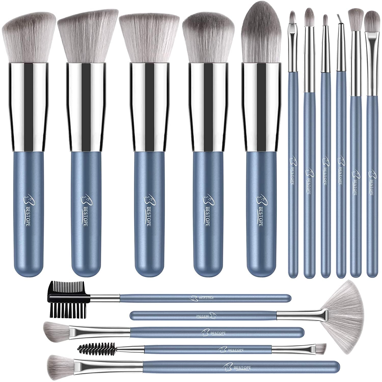 Makeup Brushes Makeup Brush Set - 16 Pcs BESTOPE PRO Premium Synthetic Foundation Concealers Eye Shadows Make up Brushes Set,Eyeliner Brushes(Rosegold) Health & Beauty > Personal Care > Cosmetics > Cosmetic Tools > Makeup Tools Shenzhen Jimei Lang Technology Co., Ltd. Blue  