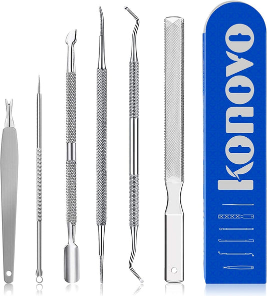 Ingrown Toenail Tool Kit 6PCS, Ingrown Toenail File and Lifter Double Sided, Sterilizable Stainless Steel Material,Pedicure Tools Professional Health & Beauty > Personal Care > Cosmetics > Cosmetic Tools > Nail Tools konovo   