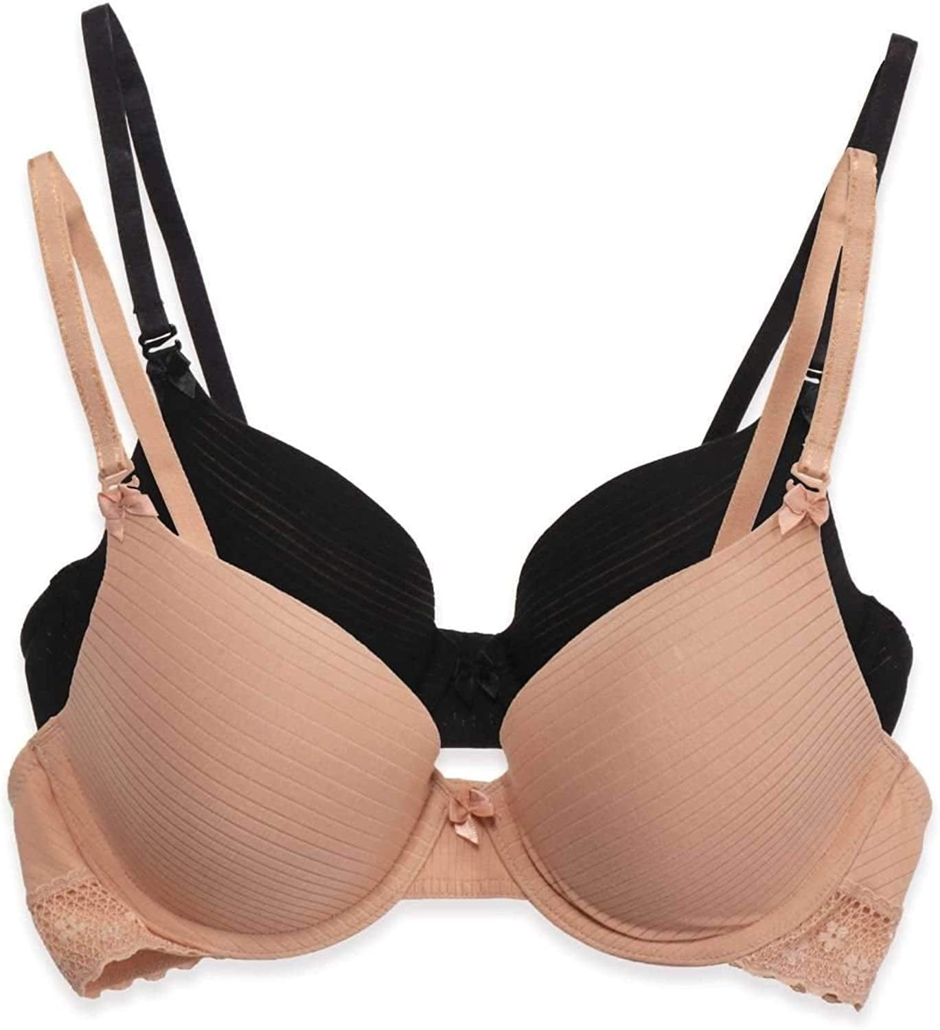 Felina | Aubrie Seamless Memory Foam Countour Convertible T-Shirt Bra | 2-Pack Black Fawn / 32DD