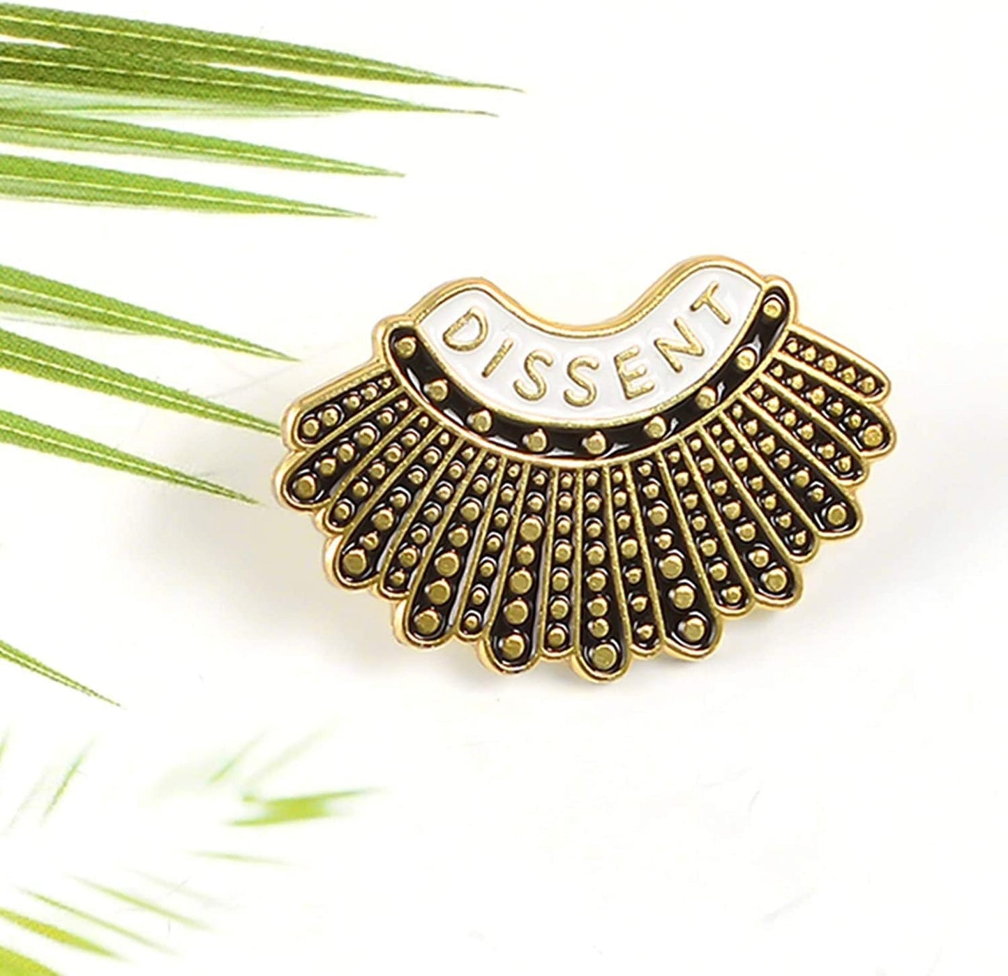 Feminism DISSENT Enamel Pin Ruth Bader Ginsburg Female Justice Brooches Steampunk Gold Pleated Skirt Lapel Badge Pins for Women