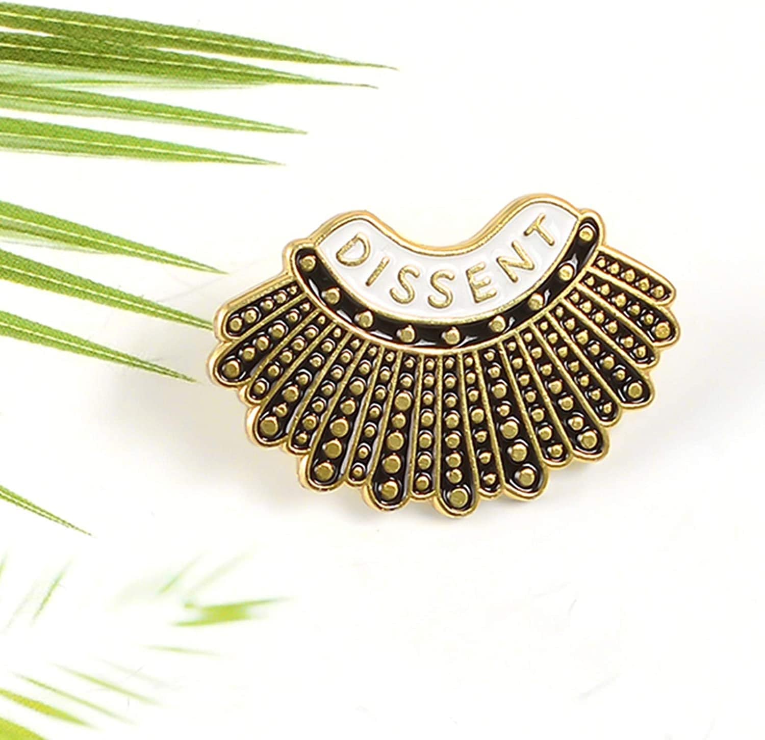 Feminism DISSENT Enamel Pin Ruth Bader Ginsburg Female Justice Brooches Steampunk Gold Pleated Skirt Lapel Badge Pins for Women
