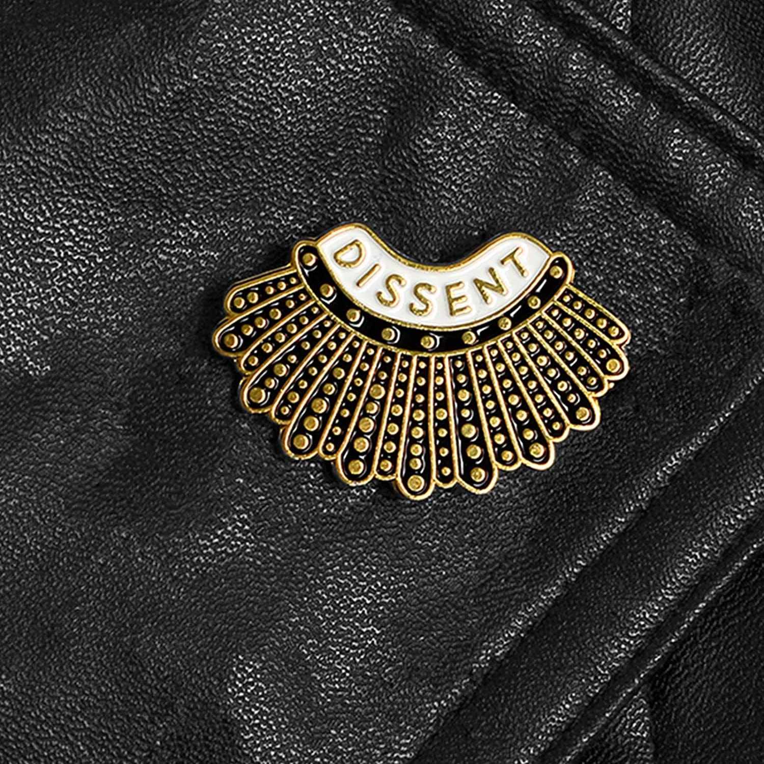 Feminism DISSENT Enamel Pin Ruth Bader Ginsburg Female Justice Brooches Steampunk Gold Pleated Skirt Lapel Badge Pins for Women