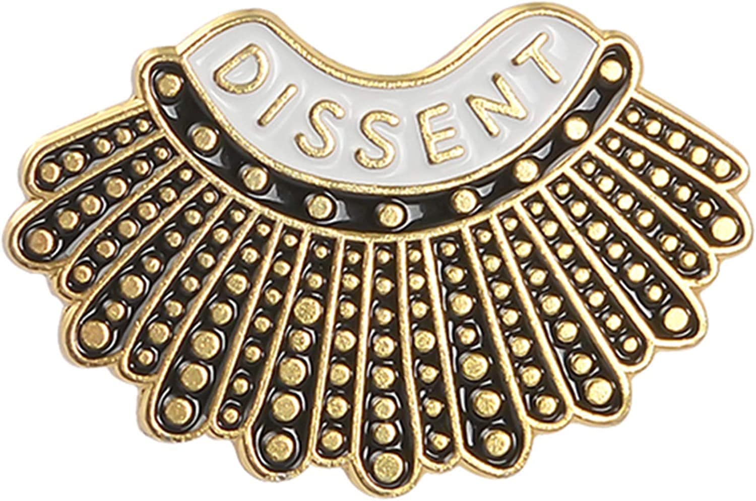 Feminism DISSENT Enamel Pin Ruth Bader Ginsburg Female Justice Brooches Steampunk Gold Pleated Skirt Lapel Badge Pins for Women