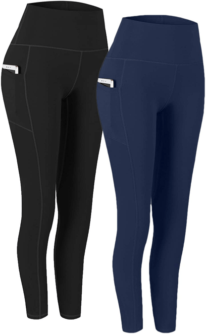 Fengbay 2 Pack High Waist Yoga Pants, Pocket Yoga Pants Tummy Control Workout Running 4 Way Stretch Yoga Leggings  KYLIE MAX   