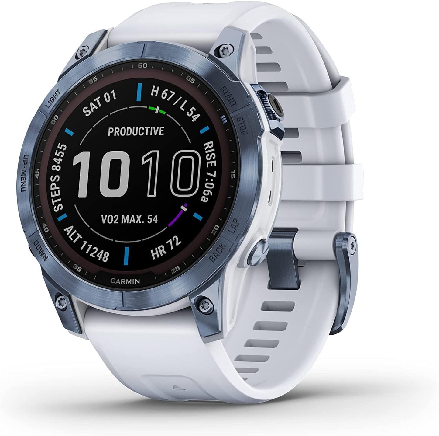 Fenix 7S Solar, Smaller Sized Adventure Smartwatch, with Solar Charging Capabilities, Rugged Outdoor Watch with GPS, Touchscreen, Health and Wellness Features, Slate Gray with Black Band Mineral Blue DLC Titanium with Whitestone Band / 7 Sapphire Solar / Smartwatch