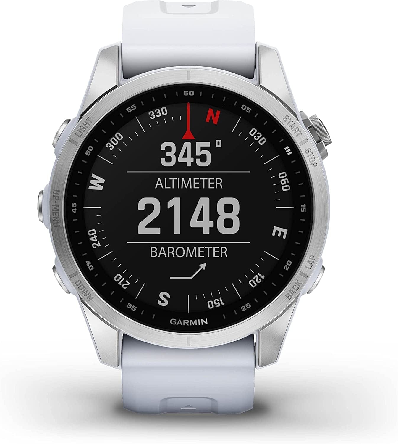 Fenix 7S Solar, Smaller Sized Adventure Smartwatch, with Solar Charging Capabilities, Rugged Outdoor Watch with GPS, Touchscreen, Health and Wellness Features, Slate Gray with Black Band Silver with Whitestone Band / 7S / Smartwatch