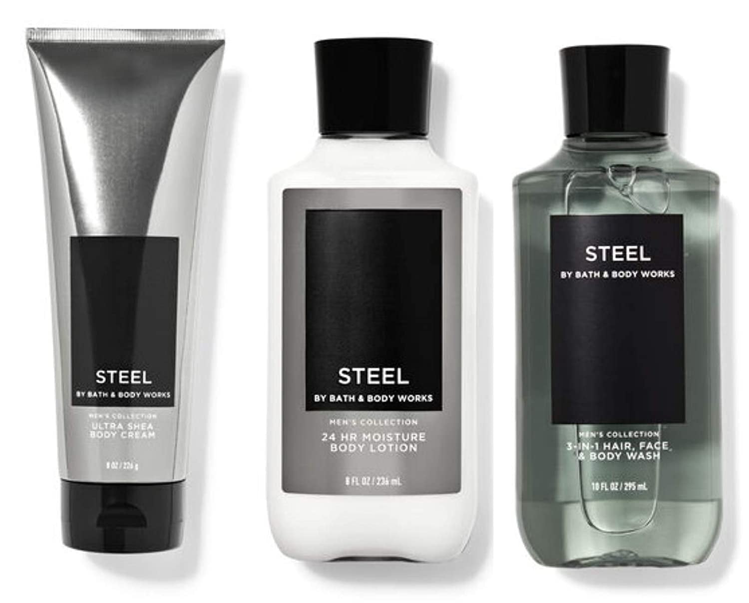 BATH and BODY WORKS GIFT SET STEEL for MEN - Body Lotion - Body Wash & Body Cream - FULL SIZE Health & Beauty > Personal Care > Cosmetics > Bath & Body Bath & Body Works   
