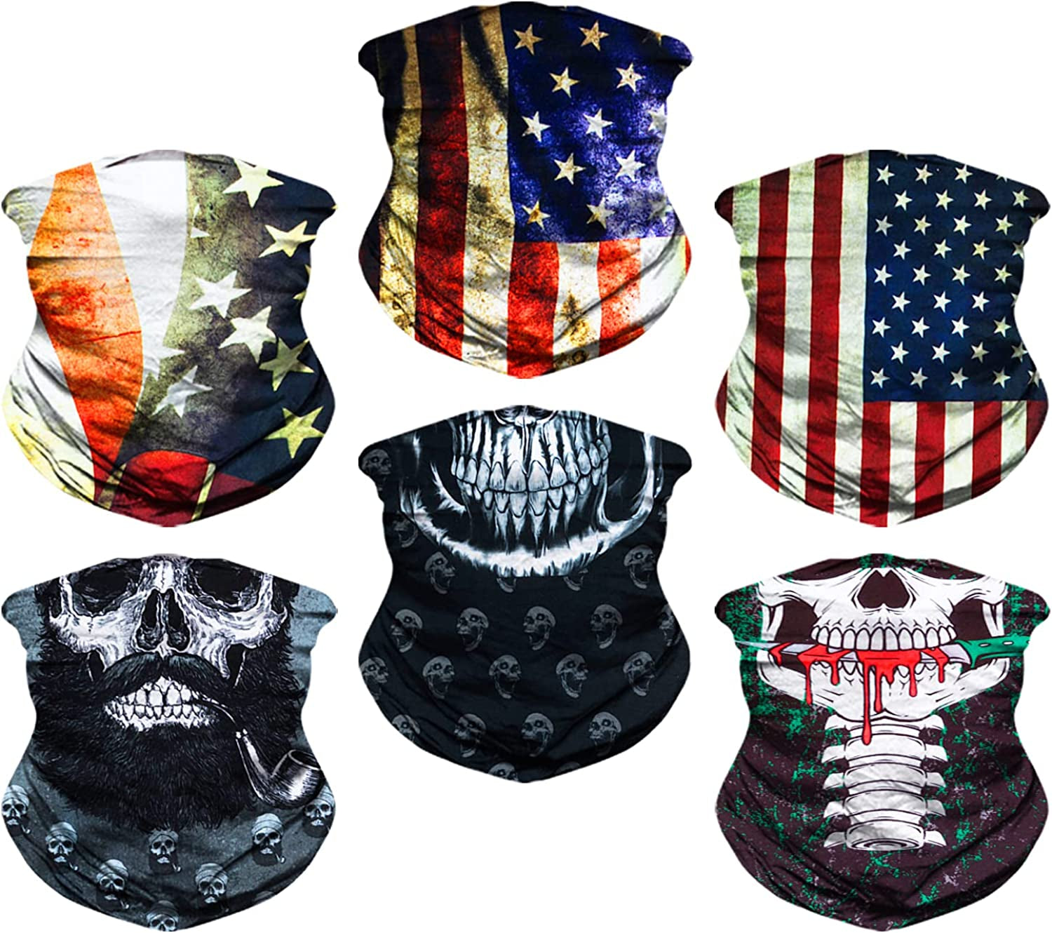 Headwear, Head Wrap, Neck Gaiter, Headband, Fishing Mask, Magic Scarf Face Bandana Mask Neck Tube Balaclava for Sport Apparel & Accessories > Clothing Accessories > Headwear NEXTOUR A-skull & Flag  