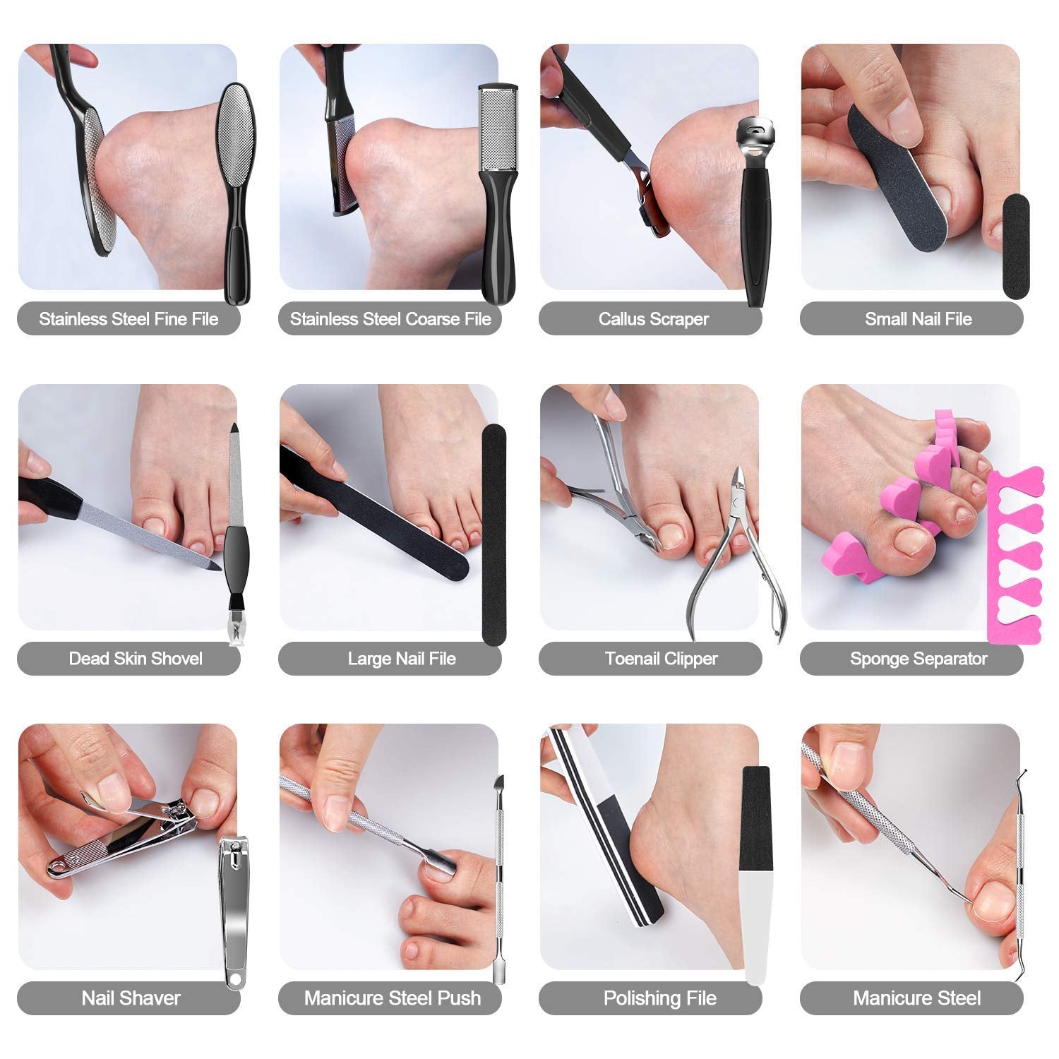 Manords 20 in 1 Professional Pedicure Kit, Pedicure Tools Set Foot Scrubber Dead Skin Remover Foot Care Kit for Women Men Salon or Home 33 Health & Beauty > Personal Care > Foot Care Manords   