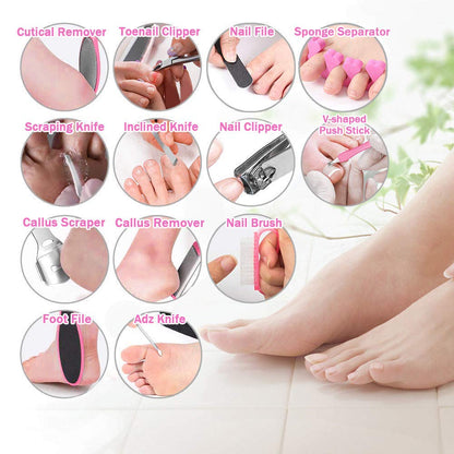 SYNCHAIN 30 in 1 Professional Pedicure Kit, Foot Care Pedicure Tools Set Stainless Steel Foot File Exfoliation Foot Dead Skin Remover Nail Toenail Clipper for Men, Women, Home, Travel, Salon Health & Beauty > Personal Care > Foot Care Synchain   