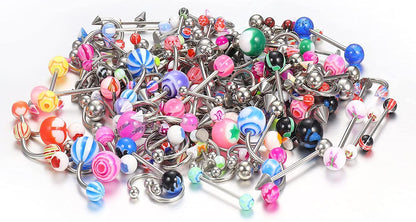 Ubjuliwa 148Pcs - 185Pcs Body Piercing Jewelry for All Piercings, Tongue Nipple Rings Eyebrow Lip Belly Button Barbell Nose Piercing Tragus Navel Body Jewelry for Women Piercings 14G-18G Apparel & Accessories > Jewelry > Body Jewelry Ubjuliwa   