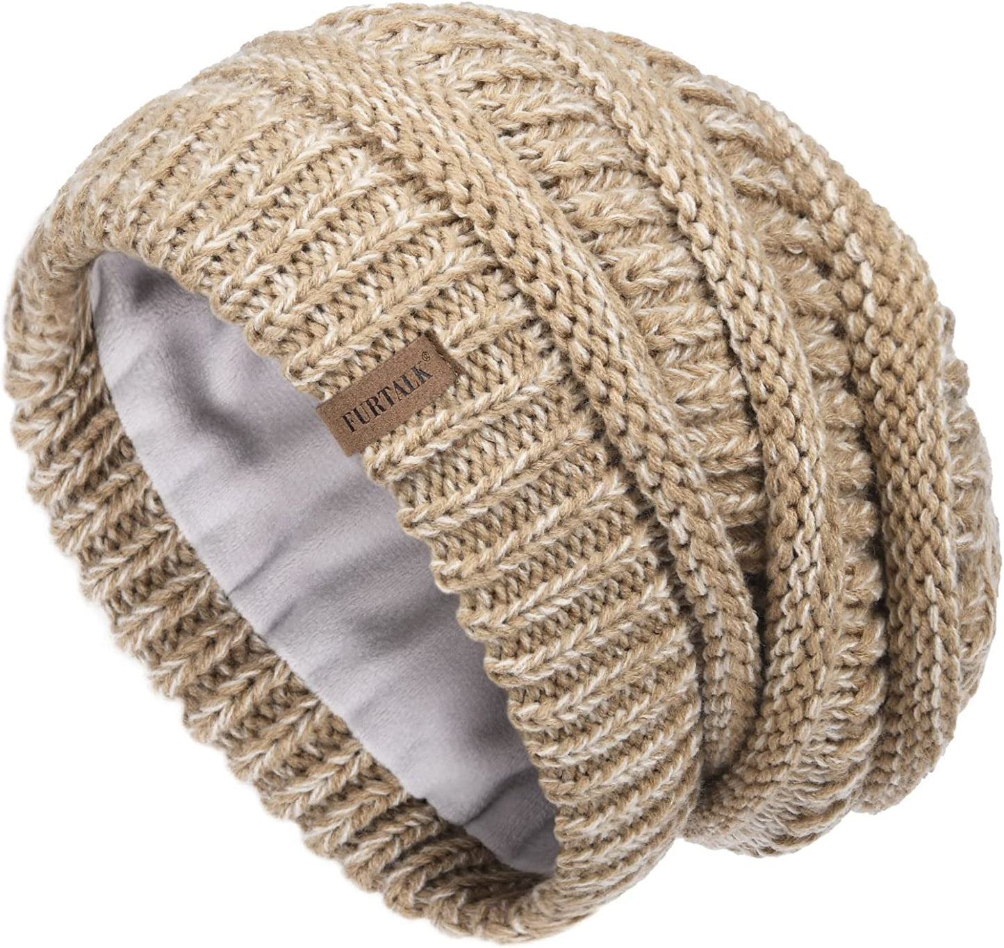 FURTALK Knit Beanie Hats for Women Men Fleece Lined Ski Skull Cap Slouchy Winter Hat Apparel & Accessories > Clothing Accessories > Hats KYLIE MAX Mix Khaki  
