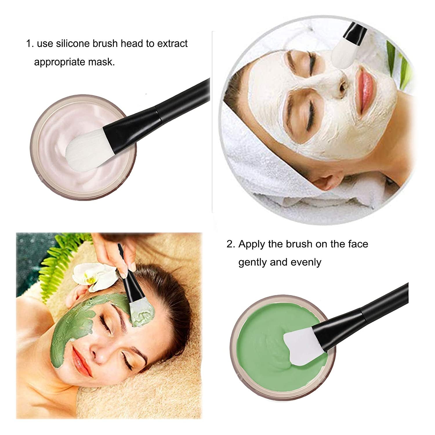 GOLIKEE 2PCS Dual Sided Face Mask Brushes, Knife Shaped Soft Silicone Facial Mud Mask Applicator Brush, Mask Beauty Tool for Makeup, Foundation, Cream, Mud, Clay, Mixed Mask and Body Lotion (Black) Health & Beauty > Personal Care > Cosmetics > Cosmetic Tools > Makeup Tools GOLIKEE   