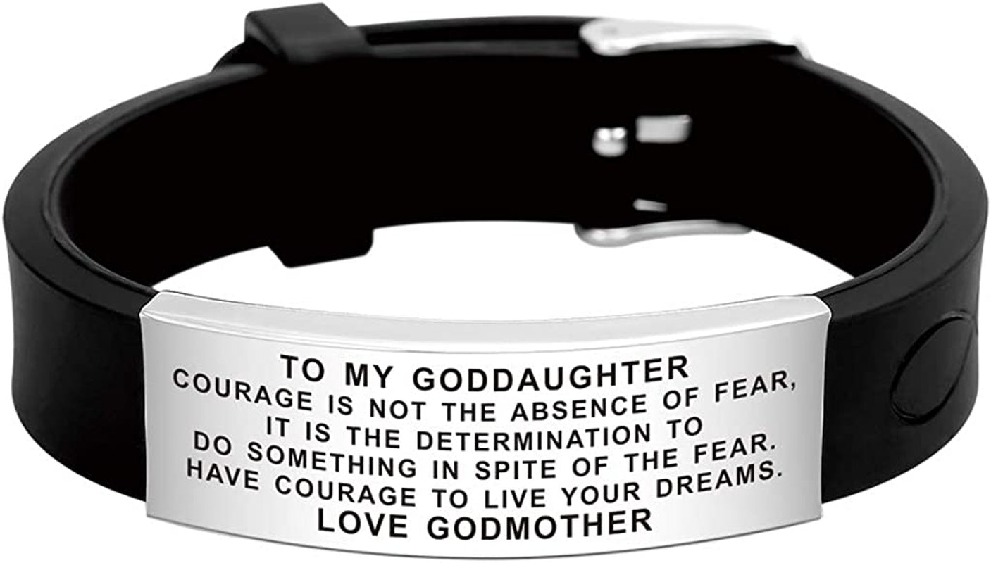 FALOGIJE to My Godson Goddaughter Gifts Bracelet Apparel & Accessories > Jewelry > Bracelets FALOGIJE Goddaughter from Godmother-Courage is not  
