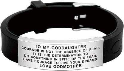 FALOGIJE to My Godson Goddaughter Gifts Bracelet Apparel & Accessories > Jewelry > Bracelets FALOGIJE Goddaughter from Godmother-Courage is not  