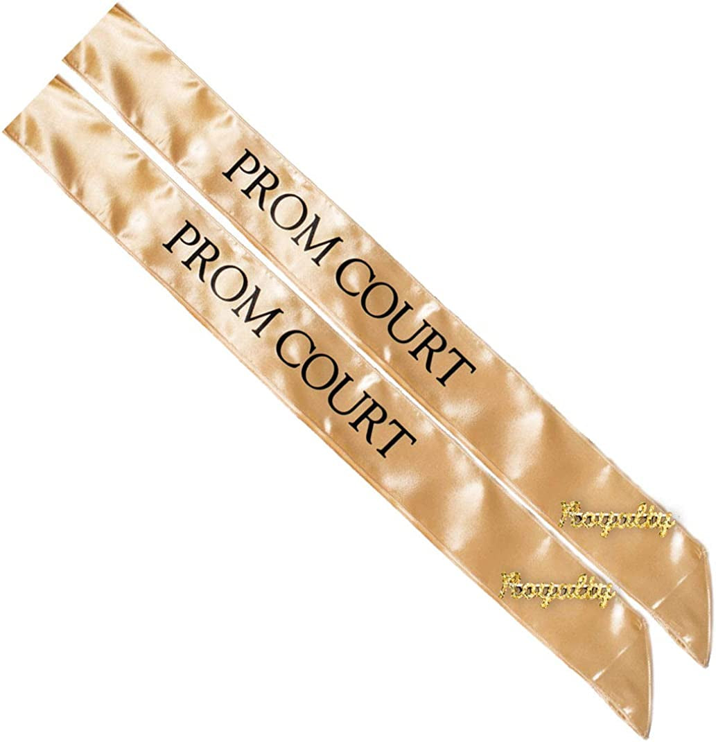 Prom Sash Set, 2 Sashes and 2 Glitter Royalty Pins Apparel & Accessories > Clothing Accessories > Sashes Anderson's Gold/Black Court Sashes/Gold Royalty Pins  