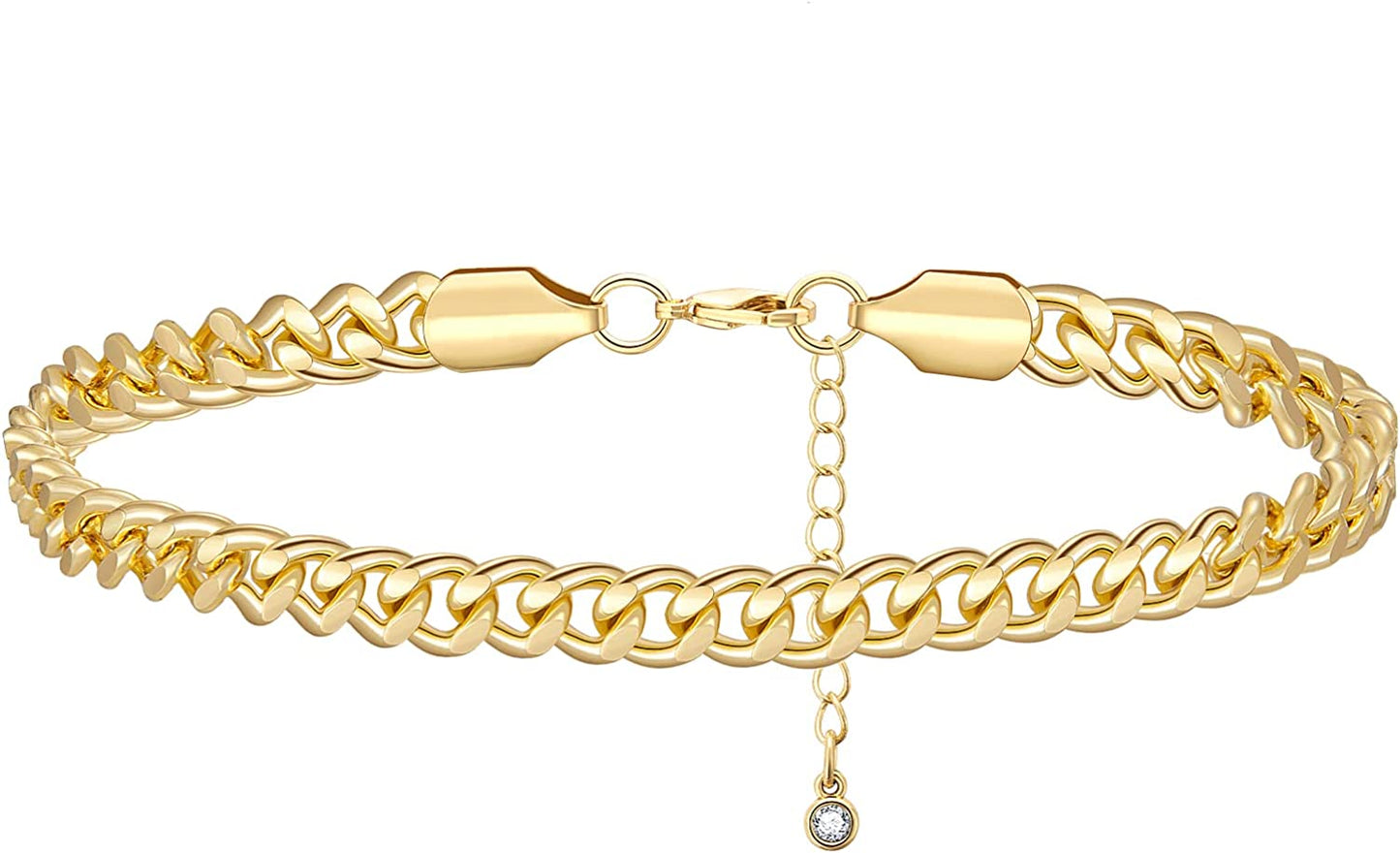 Kissyan Gold Ankle Bracelets for Women, Dainty 14K Gold Plated Anklets Cuban Link Chain Ankles Adjustable Snake Tennis Anklet Bracelet Tiny Beach Foot Jewelry Gifts for Women Girls Apparel & Accessories > Jewelry > Anklets KissYan Gold-6mm cuban anklet  