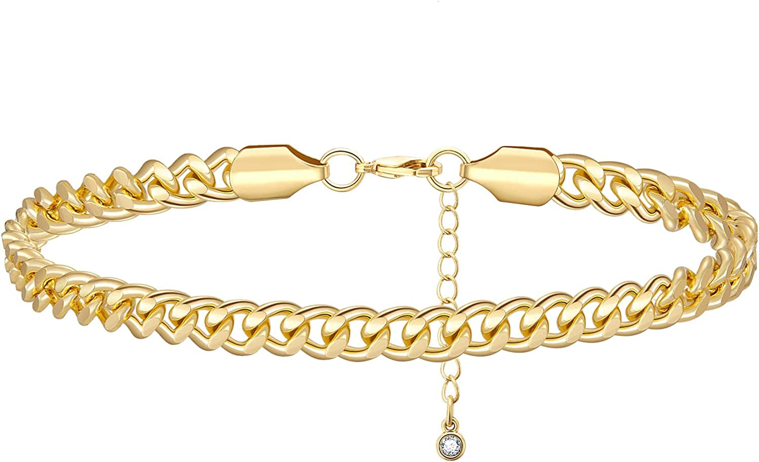 Kissyan Gold Ankle Bracelets for Women, Dainty 14K Gold Plated Anklets Cuban Link Chain Ankles Adjustable Snake Tennis Anklet Bracelet Tiny Beach Foot Jewelry Gifts for Women Girls Apparel & Accessories > Jewelry > Anklets KissYan Gold-6mm cuban anklet  