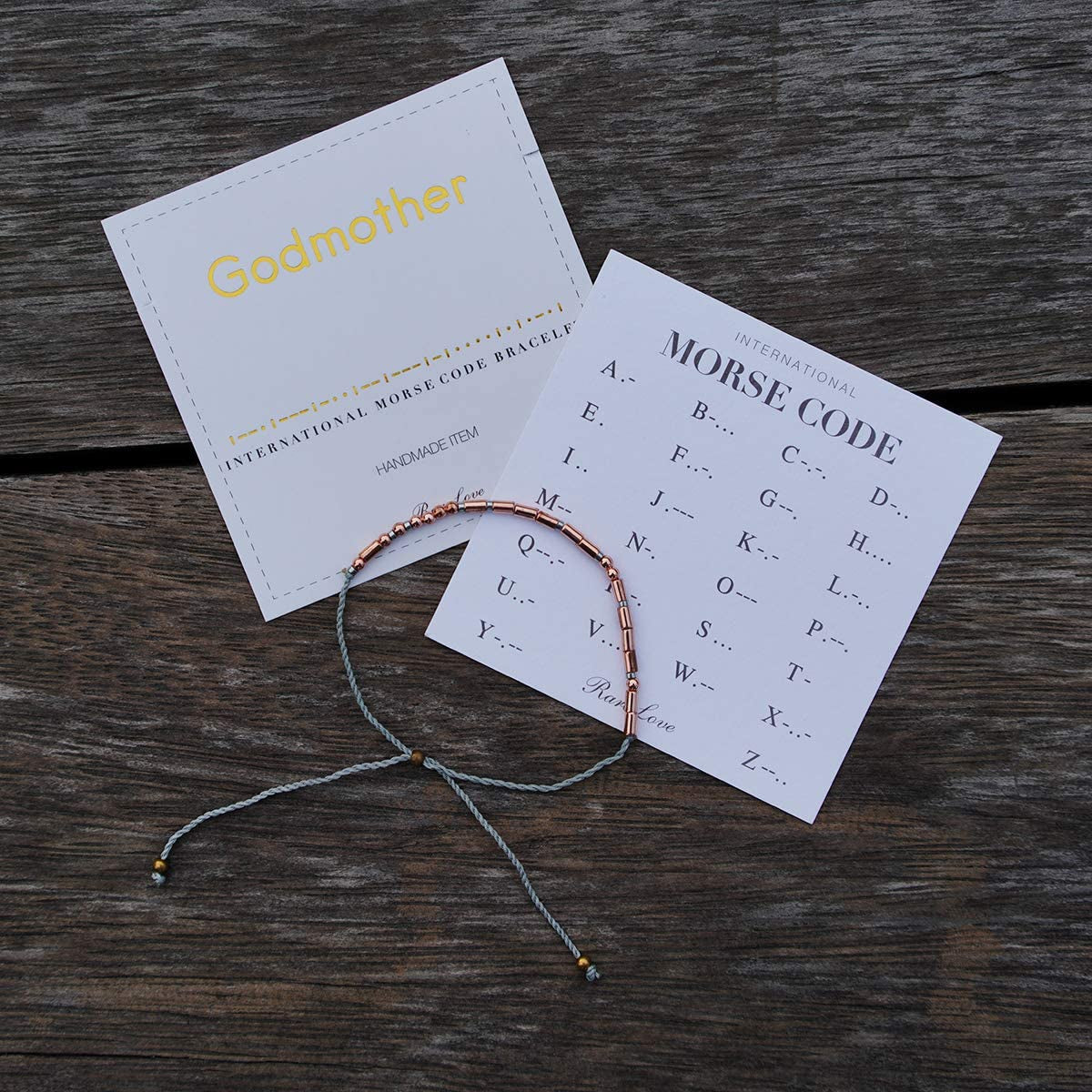 Rarelove Godmother Morse Code Bracelets Birthday Christmas Christen Gift for Women Rose Golden Beads String Bracelet Apparel & Accessories > Jewelry > Bracelets RareLove   