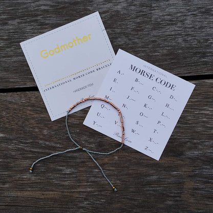 Rarelove Godmother Morse Code Bracelets Birthday Christmas Christen Gift for Women Rose Golden Beads String Bracelet Apparel & Accessories > Jewelry > Bracelets RareLove   