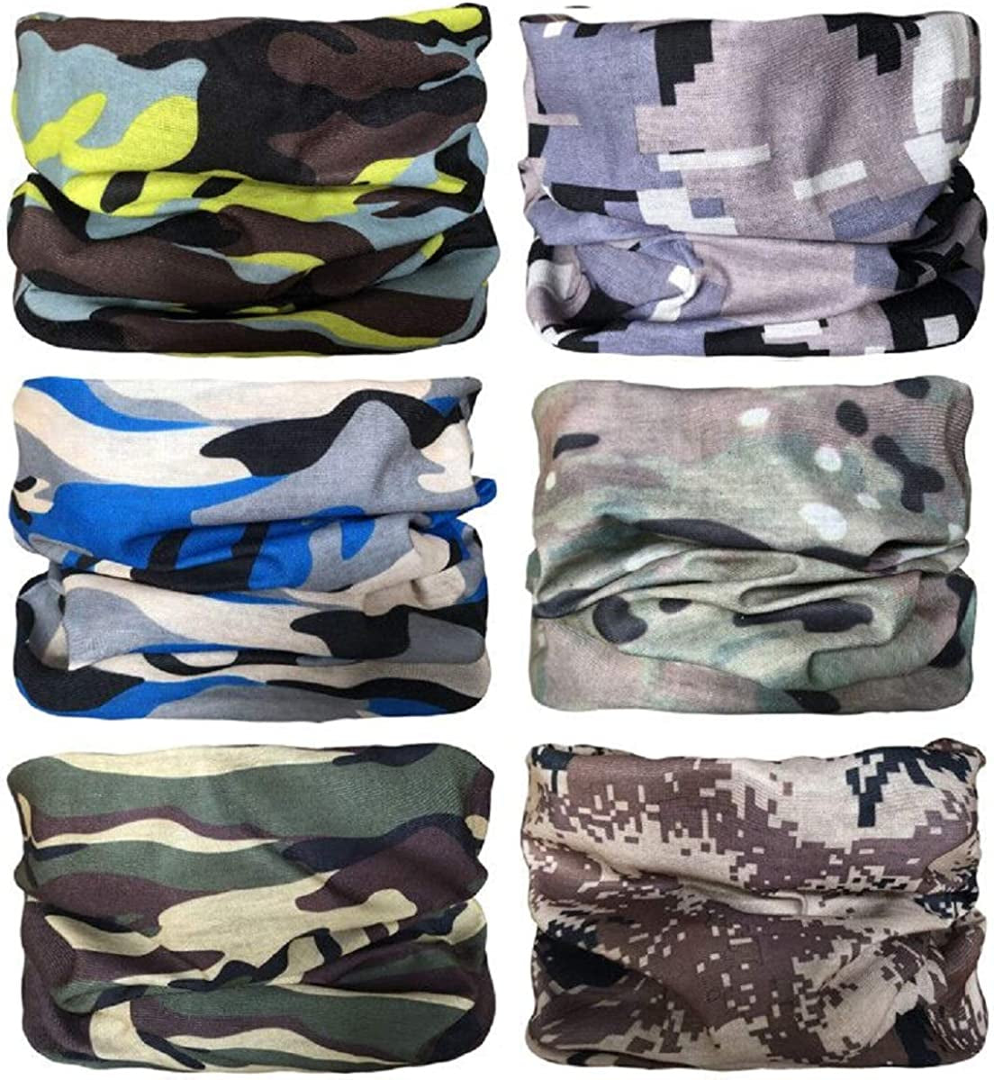 Kingree 6PCS Outdoor Magic Scarf, Elastic Headbands, Headscarves, Headwear, Mask Apparel & Accessories > Clothing Accessories > Bandanas & Headties KINGREE Land Camo  