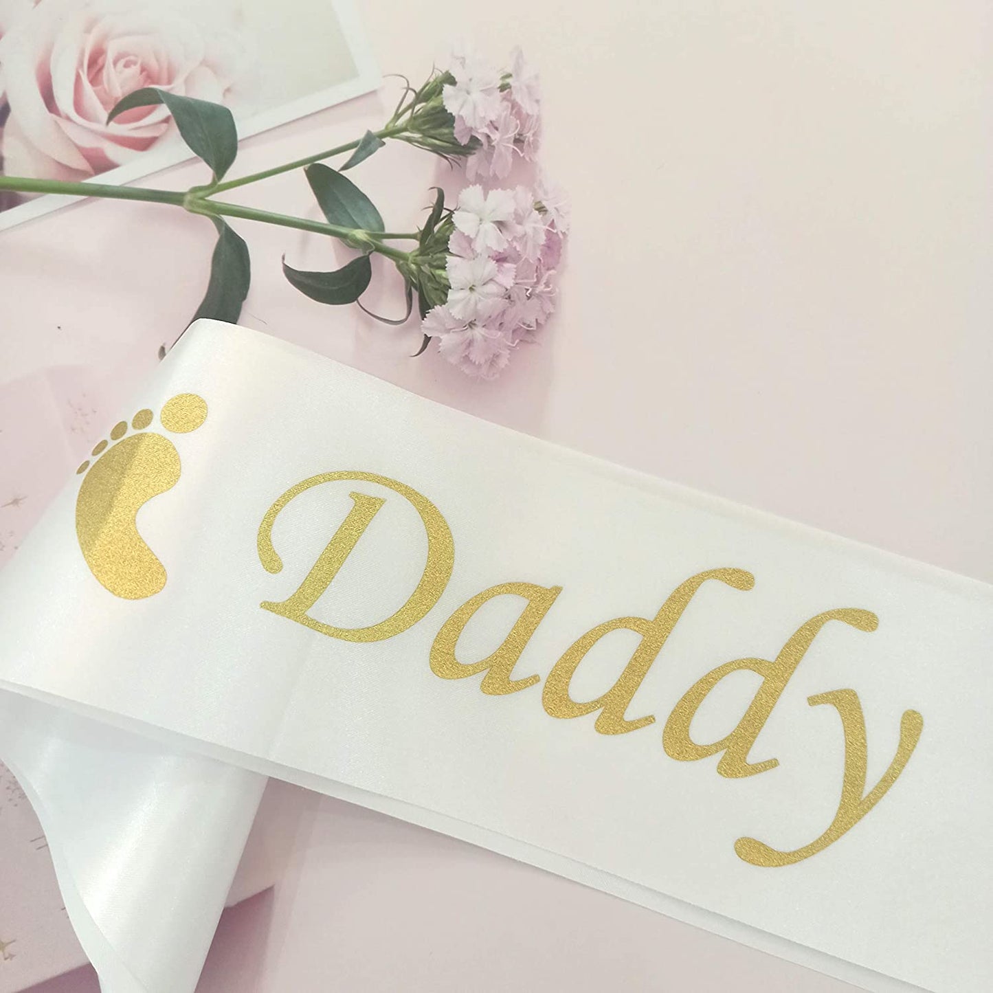 Daddy to Be Sash for Baby Shower, Funny Sash for the Man behind the Bump, Dadchelor Diaper Party Favor for Father to Be, New Dad Gift Ideas, Boy or Girl, Pink or Blue Gender Reveal Party Decorations Apparel & Accessories > Clothing Accessories > Sashes Magnusson's Garden   