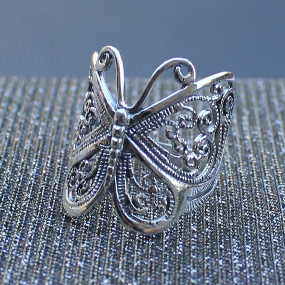Filigree Butterfly Solid .925 Sterling Silver Ring Sizes 4-13