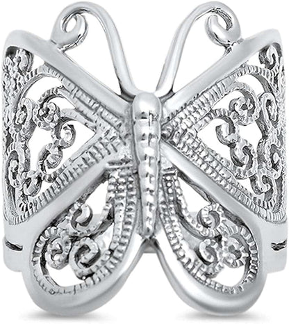 Filigree Butterfly Solid .925 Sterling Silver Ring Sizes 4-13 10