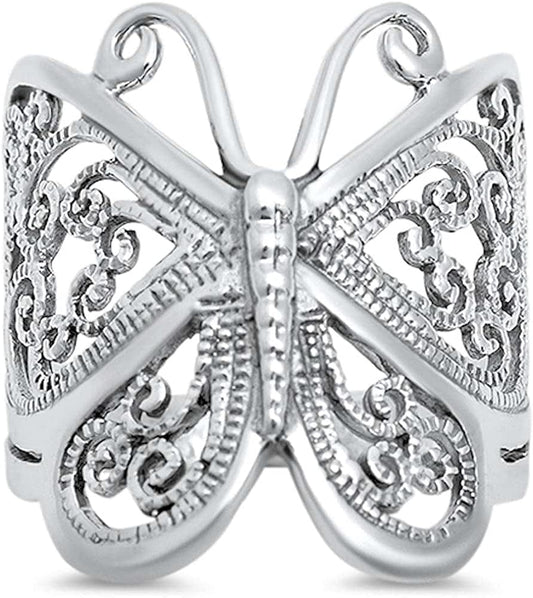 Filigree Butterfly Solid .925 Sterling Silver Ring Sizes 4-13 10