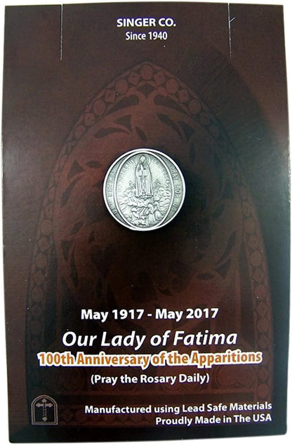 Fine Pewter Catholic Patron Saint Lapel Pin Pendant, 1 Inch Our Lady of Fatima